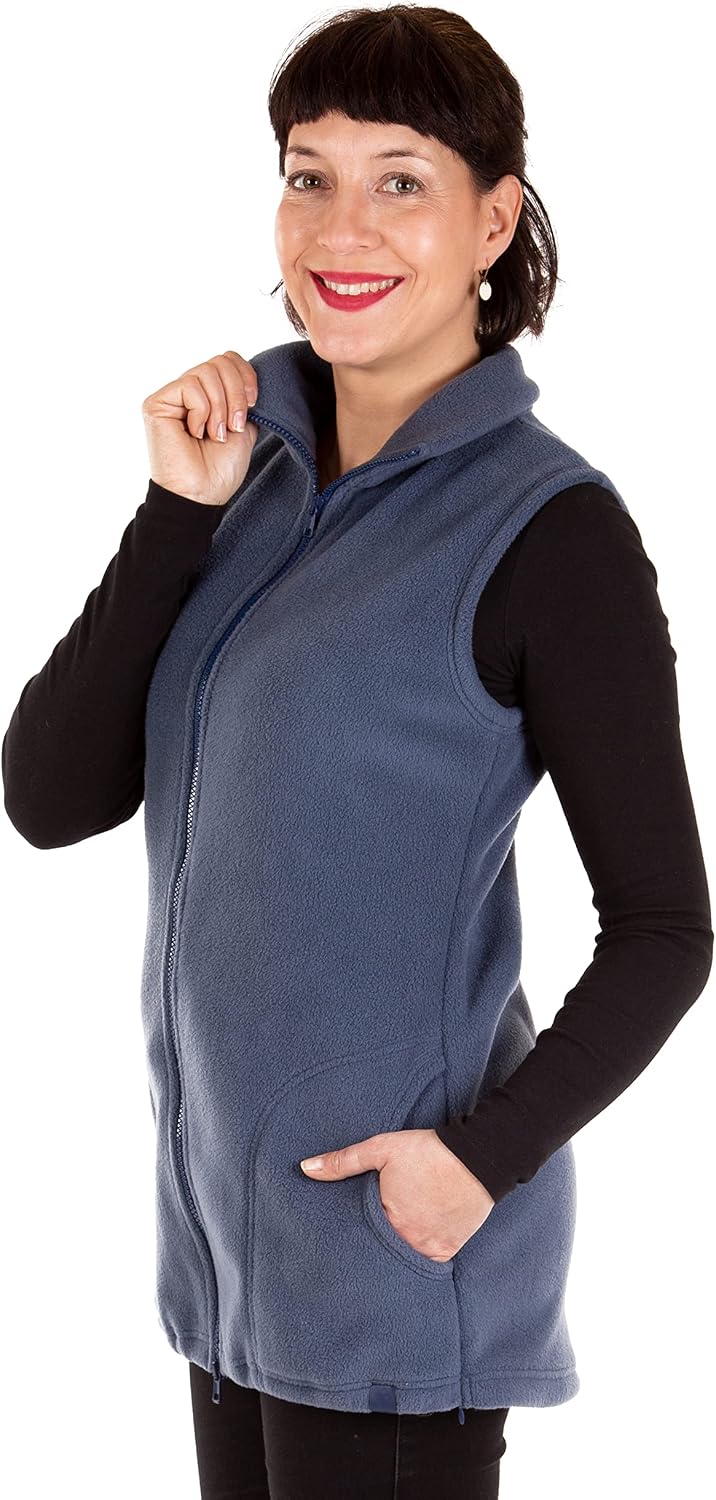 Viva la Mama - Trageweste aus Fleece, Winter Zusatzweste für Tragejacken - RERIK S stahlblau - vorn