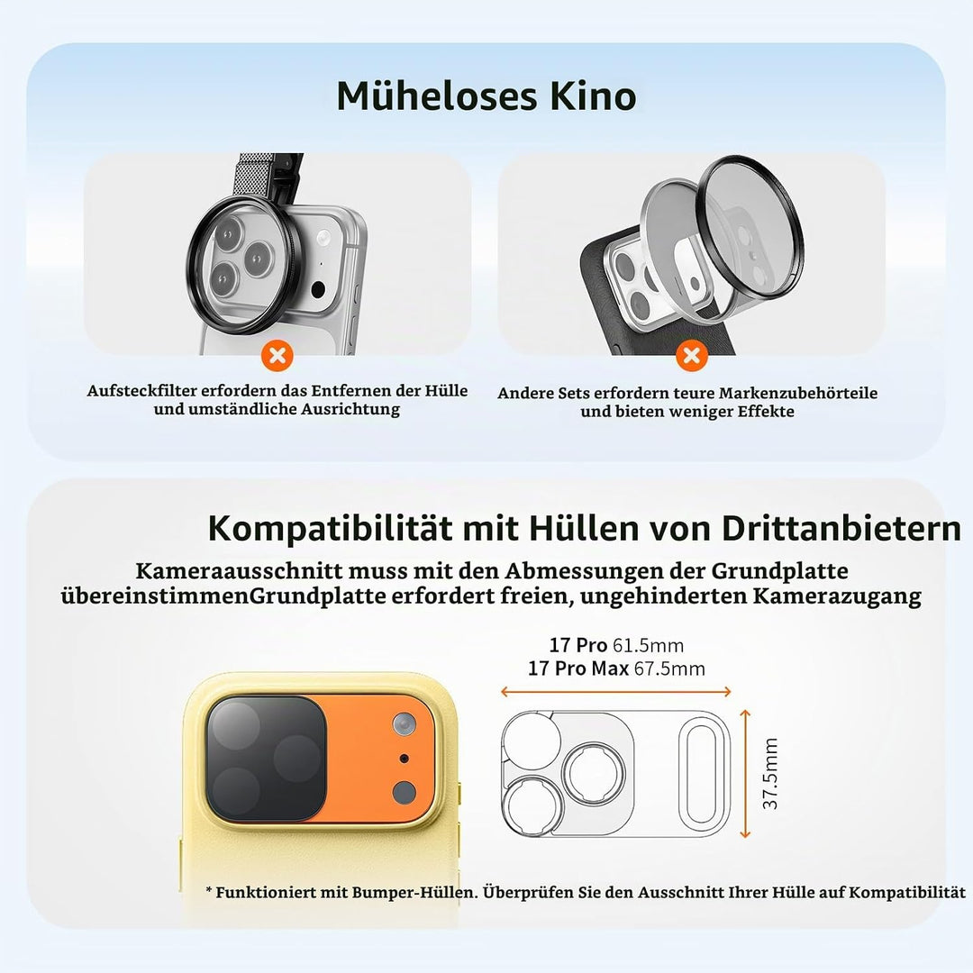 SMALLRIG Square ND &amp; Black Mist Filter Kit für iPhone 17 Pro Max, Magnetische Objektivfilter mit Bas