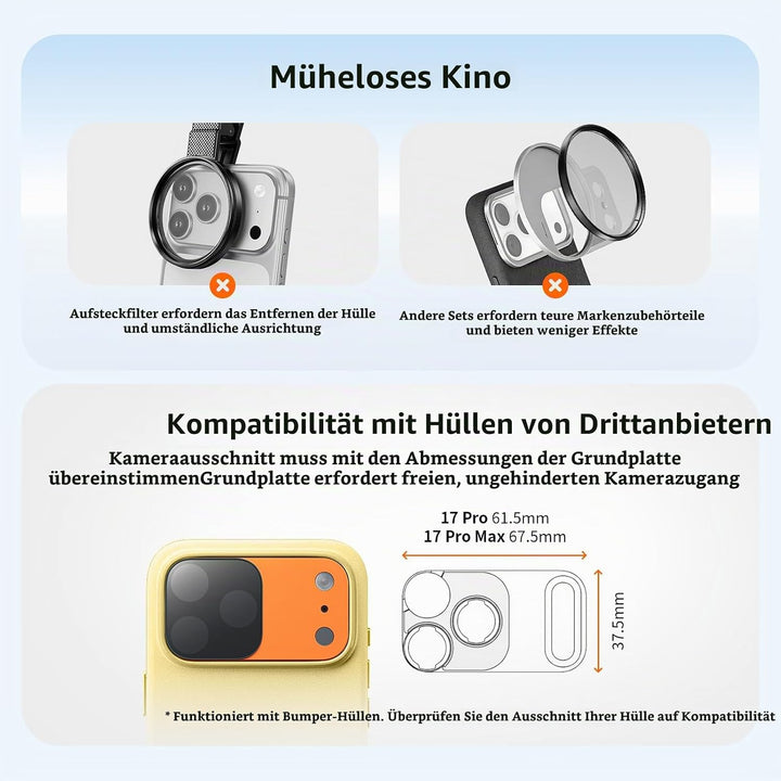SMALLRIG Square ND &amp; Black Mist Filter Kit für iPhone 17 Pro Max, Magnetische Objektivfilter mit Bas