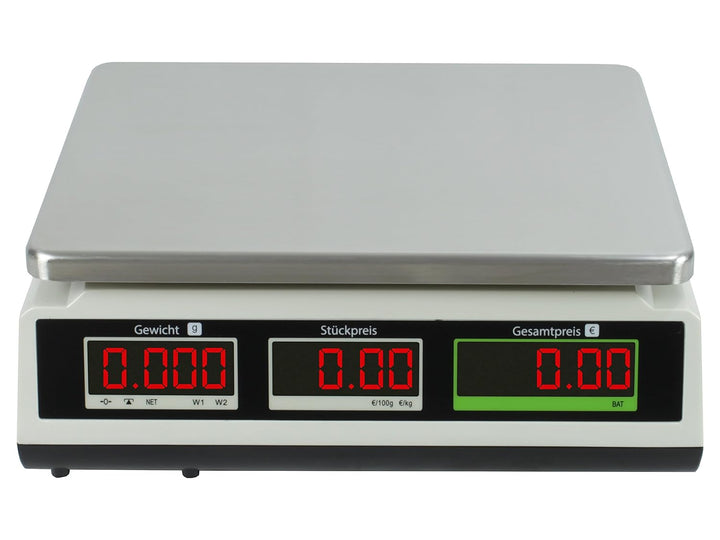 Geeichte Ladenwaage WKA-PRP 30 kg - Teilung 5g mit integriertem Akku Marktwaage Waage Ladenwaage Max