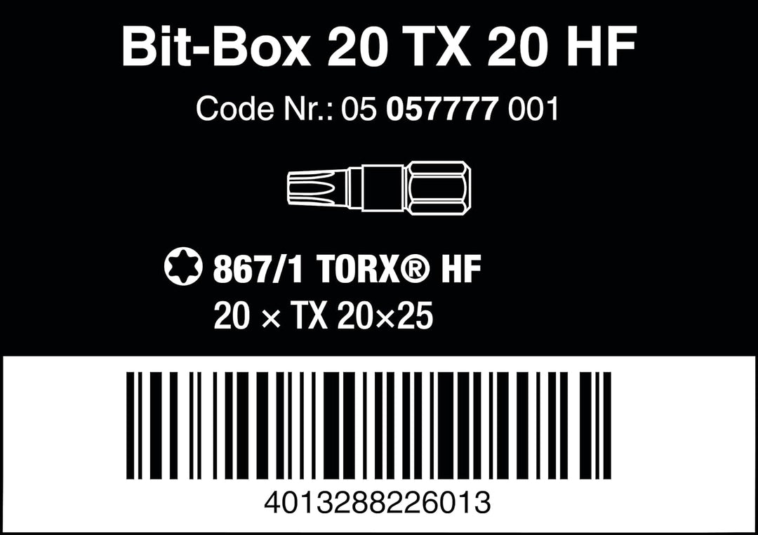 Wera - 05057777001 - Bit Satz, Bit-Box 20 TX HF, TX 20 x 25 mm, 20-teilig