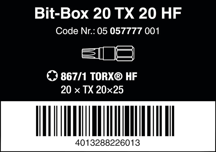Wera - 05057777001 - Bit Satz, Bit-Box 20 TX HF, TX 20 x 25 mm, 20-teilig