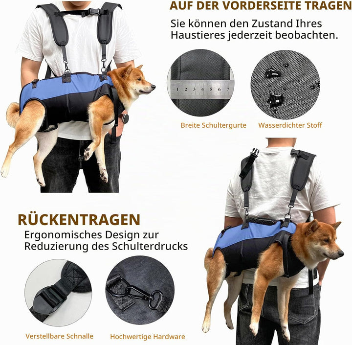 PETCUTE Hunde-Tragegeschirr,Hundegeschirr-Rucksack für grosse Hundes,Ganzkörpergeschirr mit Griff,Ve