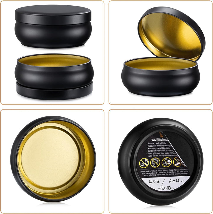 24er Set Schwarz Kerzengläser mit Deckel, 120 ml Weitmundige Leere Gläser für Handgemachte Kerzen, i