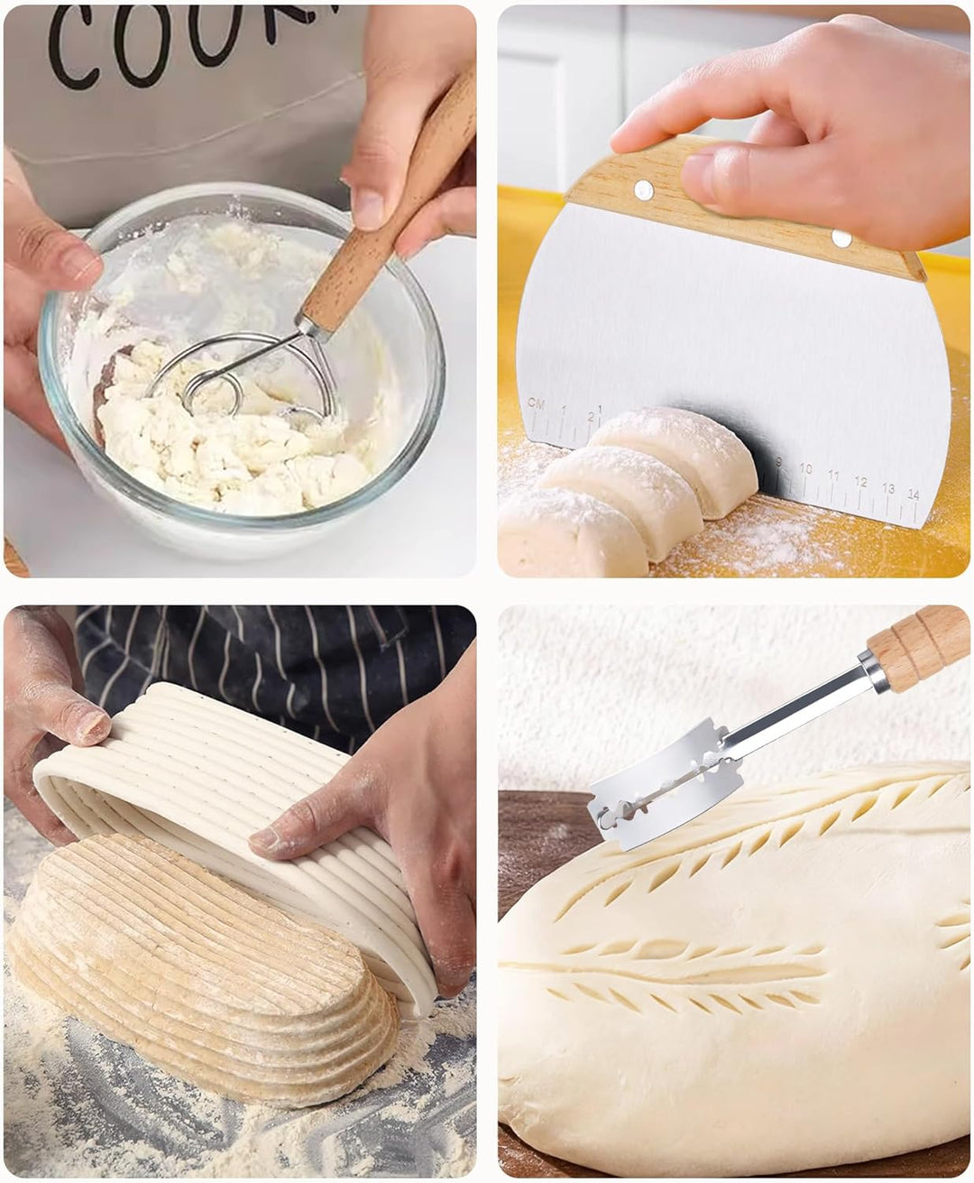 Gärkörbchen, Brotgärkorb-Set Für Sauerteig Starter Set, Gärkorb natürlichem Rattan, Sauerteig-Gärkor