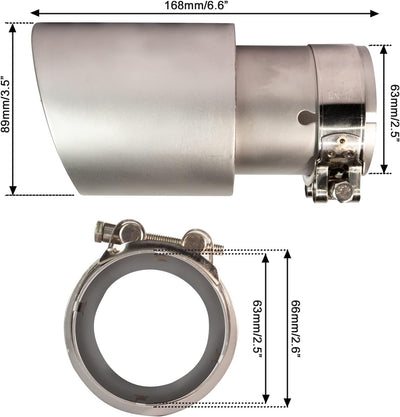 63mm Auspuffspitzen Auspufftopf Edelstahl und Frost mit Löchern Auto End Endschalldämpfer, Einlass 2