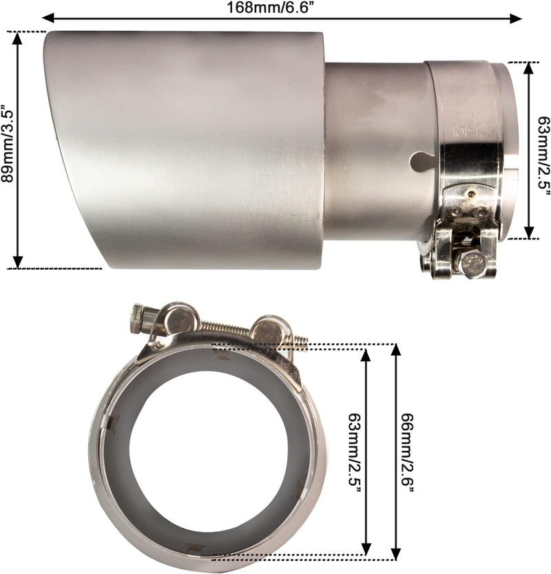 63mm Auspuffspitzen Auspufftopf Edelstahl und Frost mit Löchern Auto End Endschalldämpfer, Einlass 2