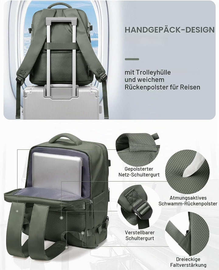 BJLFS Vakuum Rucksack 40x20x25 für Ryanair Flugzeug Reiserucksack Handgepäck Tasche Airbag mit Vakuu