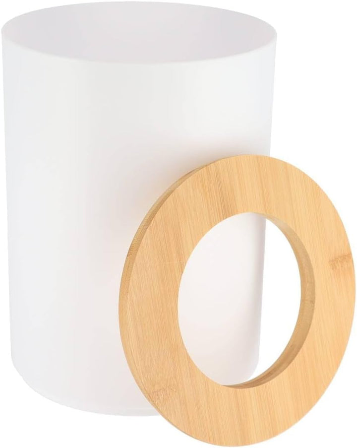 Tendance - PP-Abfalleimer mit Bambusdeckel 5L - Weiss/Bambus - Badezimmer - Abfalleimer und Toilette