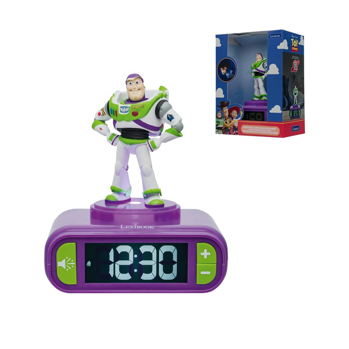 Lexibook, Disney Toy Story Buzz Lightyear, Digitaler Wecker, 3D-Nachtlicht-Figur, Soundeffekte, Hint