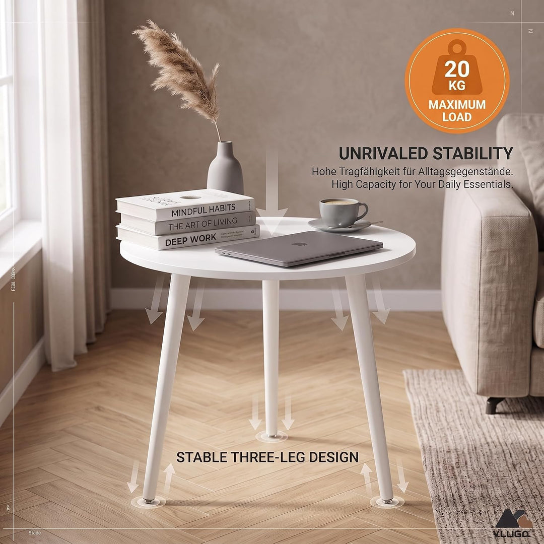 APICIZON Beistelltisch, Couchtisch rund Ø 42 cm, Höhe 51 cm, Sofatisch mit Beinen aus Massivholz, Sk
