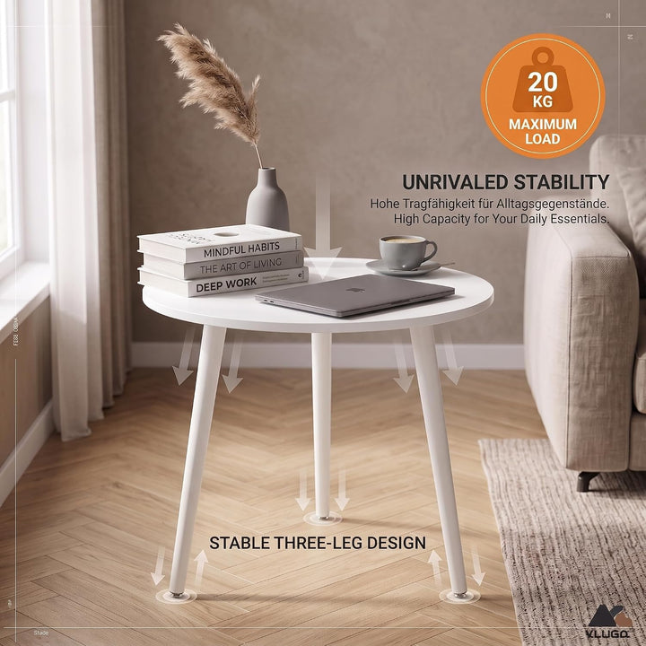 APICIZON Beistelltisch, Couchtisch rund Ø 42 cm, Höhe 51 cm, Sofatisch mit Beinen aus Massivholz, Sk