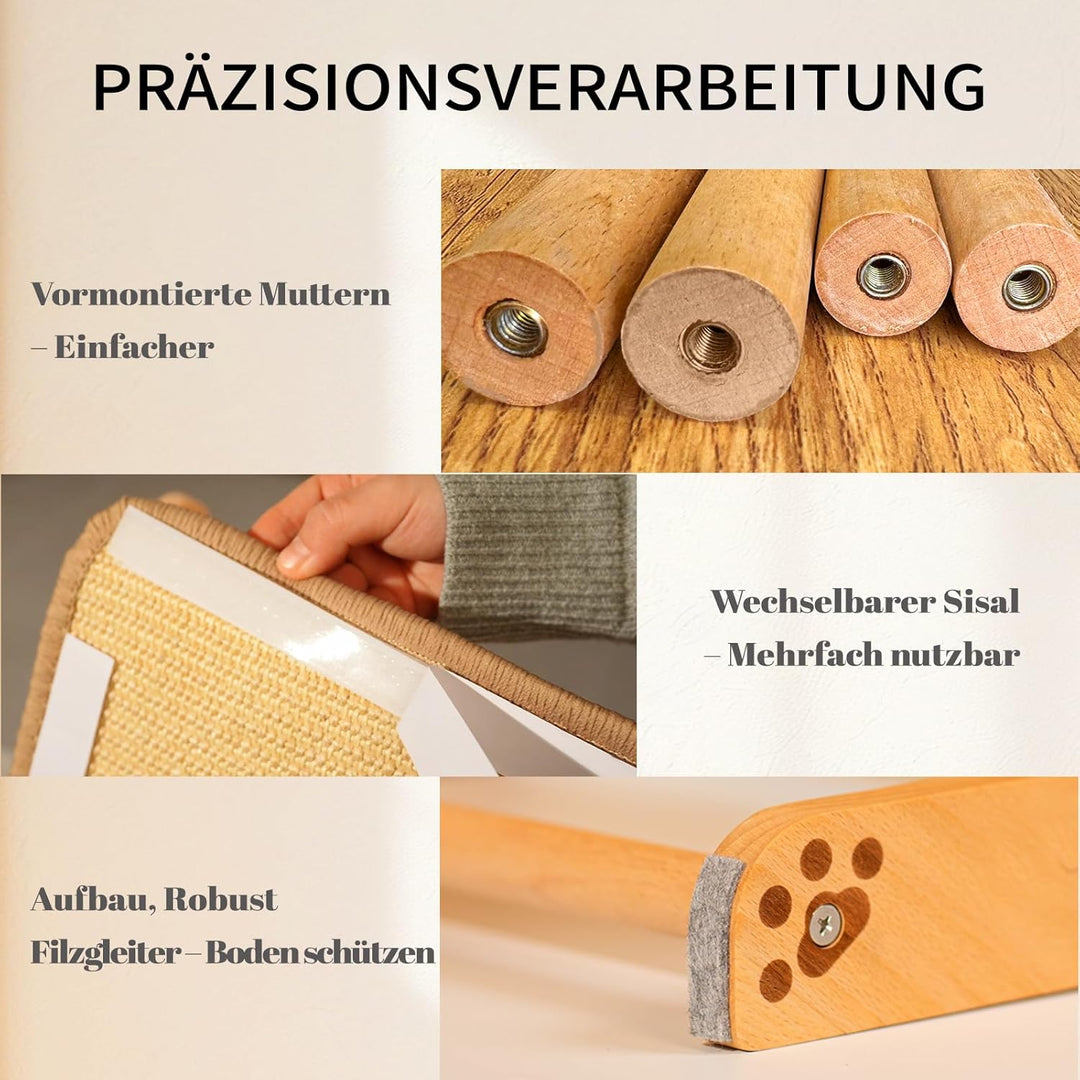 CheerPals Dual-Use Sisal Kratzbrett Katzen- Large 63cm H, Massivholz Buche &amp; Natürliche Sisal Kratzs