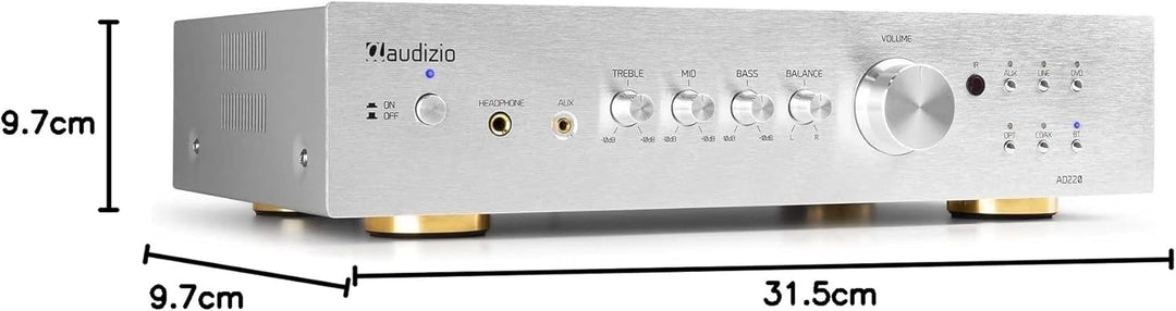Audizio AD220A - HiFi-Stereo-Verstärker 2 x 200 Watt, Bluetooth Verstärker für Lautsprecher und HiFi