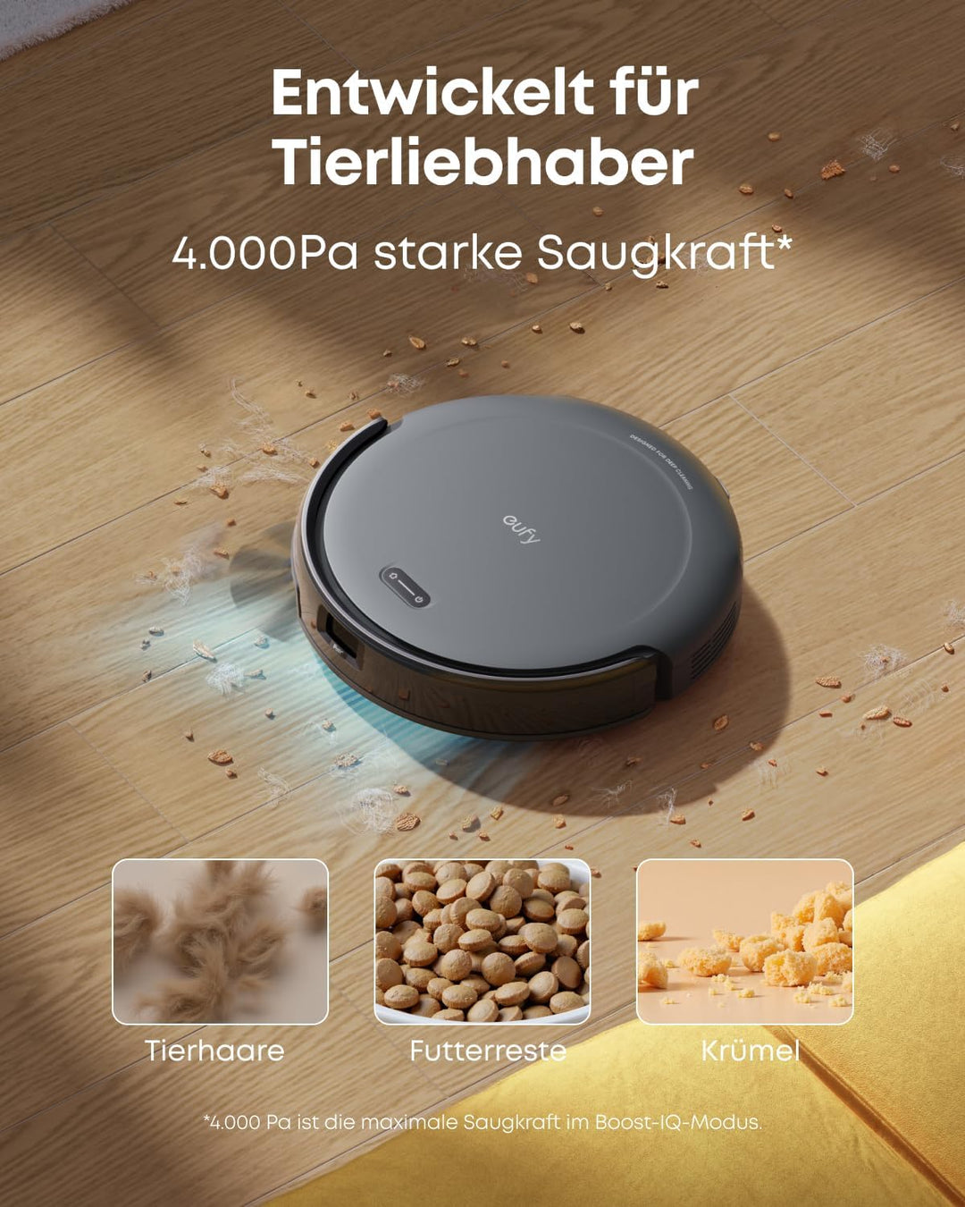 eufy C10 Set Saugroboter mit Automatischer Absaugstation,7,2cm Design | Teppichreinigung, Ausfahrbar