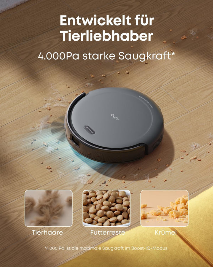 eufy C10 Set Saugroboter mit Automatischer Absaugstation,7,2cm Design | Teppichreinigung, Ausfahrbar