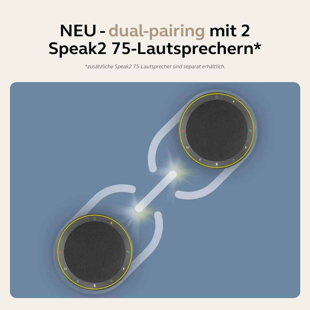 Jabra Speak2 75 schnurlose Freisprechlösung mit USB-A Bluetooth-Adapter, 4 Mikrofone mit Geräuschunt