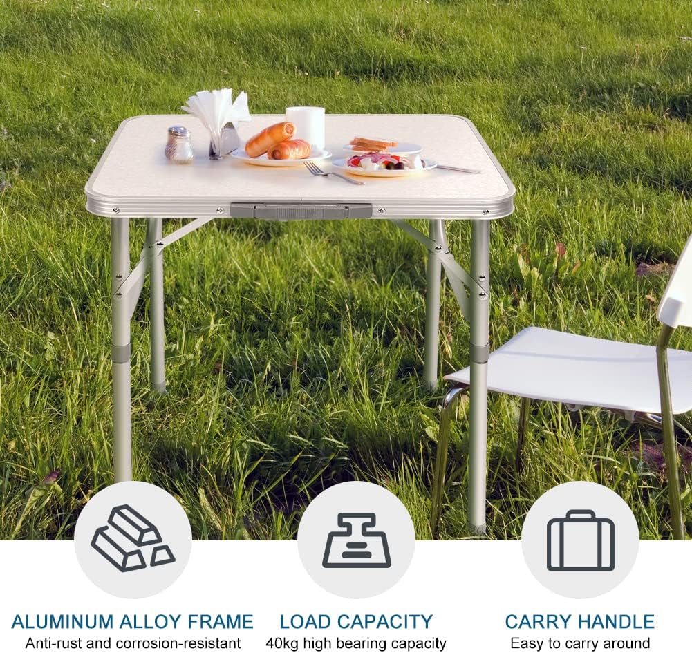 Klapptisch aus Aluminium, Campingtisch für Picknick, Camping, Grill, Outdoor, 60,2 x 45 cm