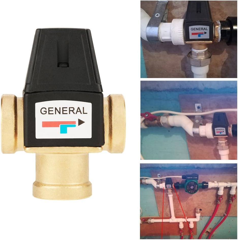 Messing Thermostat-Mischventil 3 Wege DN20-Innengewinde, für Heiss- und Kaltwassertemperaturregelung