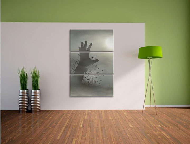 Pixxprint erwachender Zombie 3-Teiler Leinwandbild 120x80 Bild auf Leinwand