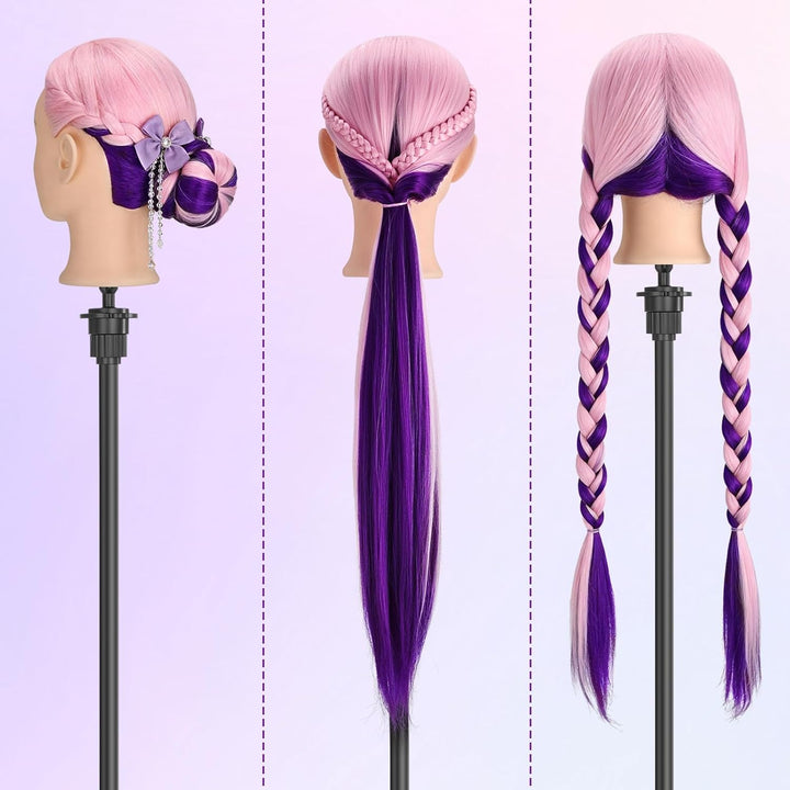 TwoWin Friseurkopf Echthaar mit Ohrlöchern, 71 cm (28 Zoll) 100% Synthetischer Mannequin Frisierkopf