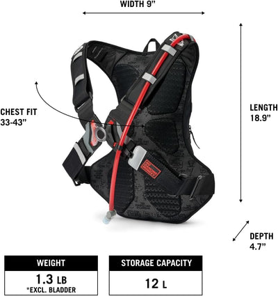 USWE Moto Hydro Hydration Pack - with Water Bladder, a High End, Bounce Free Backpack for Enduro and