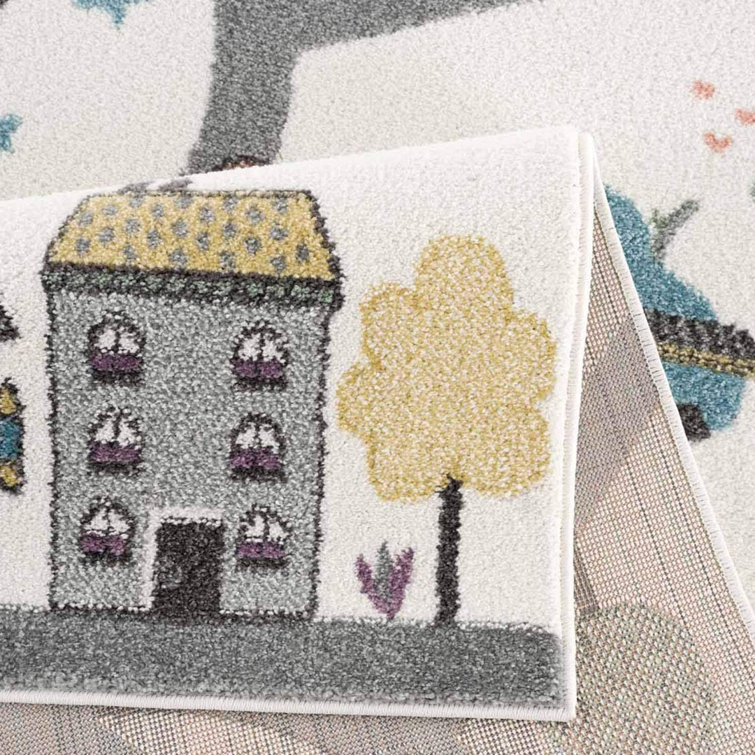 carpet city Kinderteppich - Strassen-Stadt-Motiv Creme Multi - Kinderzimmer Teppich Modern (80 cm x