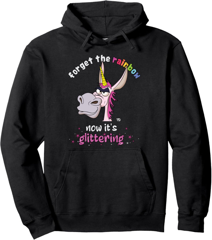Now it´s glittering, lustiges grimmiges Einhorn mit Tasse Pullover Hoodie