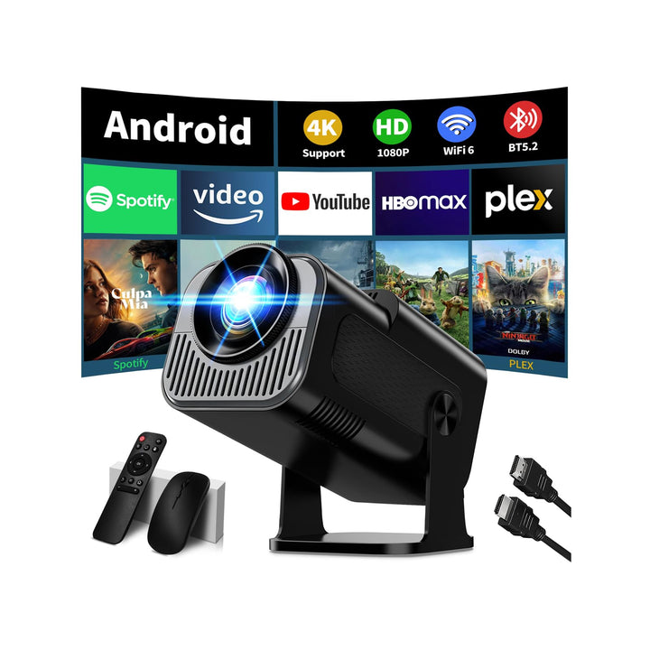 Mini Beamer 4K Full HD 1080P [2026 Modell] Projektor Tragbarer mit WiFi 6 und Bluetooth 5.2 & 270° D