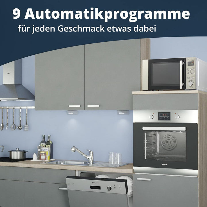 KHG Mikrowelle MW-20.1GS mit Grill 20L aus Metall in silber, 9 Automatikprogramme, 1.200 Watt, inkl.
