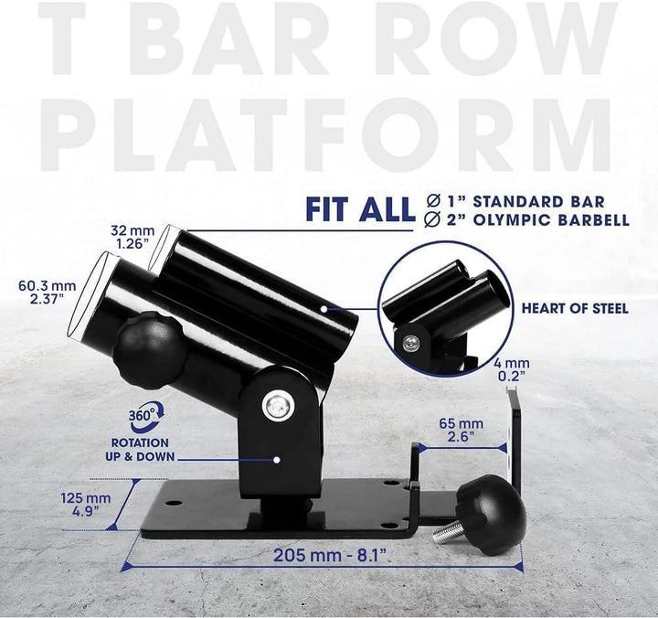 Yes4All Deluxe T-Bar Row Plattform - 360° schwenkbar - Passend für 1" Standard und 2" Olympiastangen