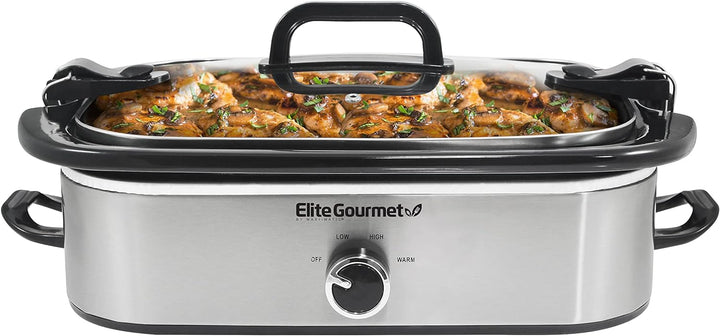 Elite Gourmet MST-5240SS Crock Slow Cooker, verschliessbarer Deckel, einstellbare Temperatur, warm h