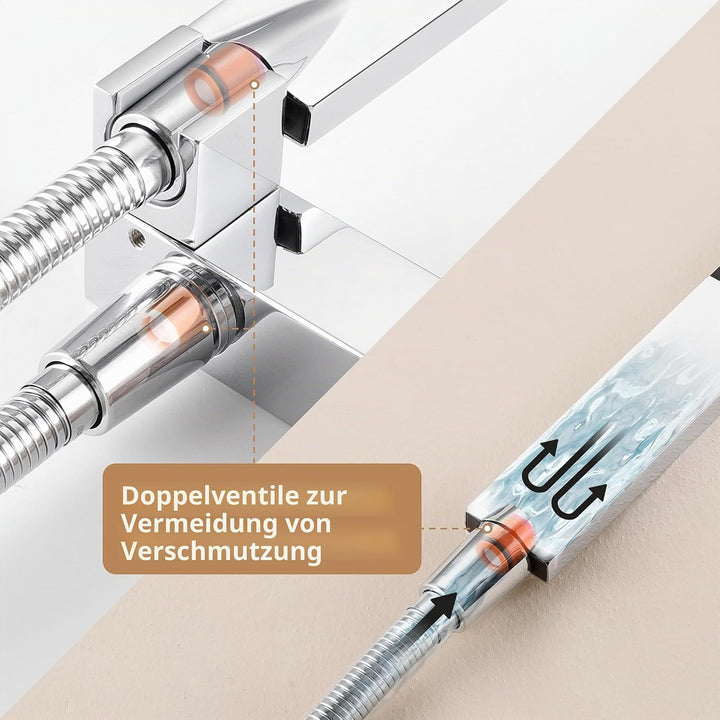 KES Duschsystem Duschkopf Regendusche 3 Funktion mit Handbrause Schlauch Duscharmatur Duschbrause Du