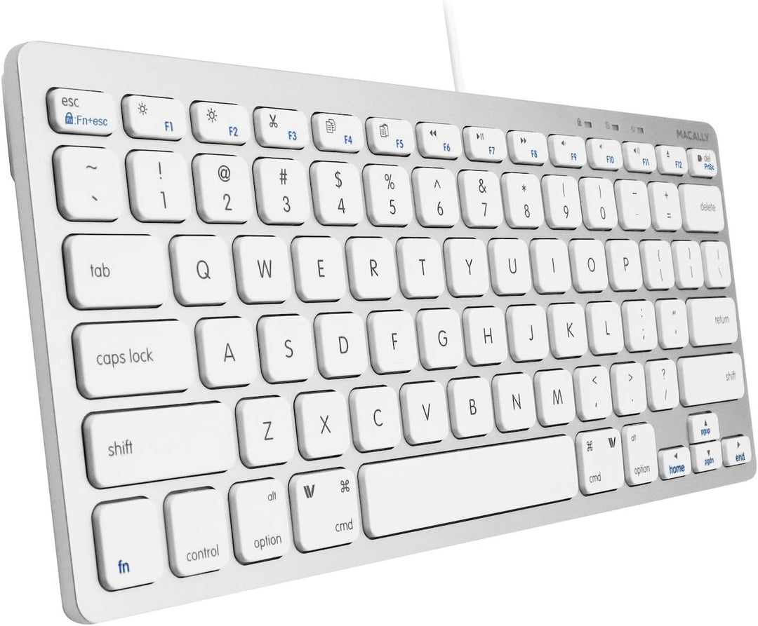 Macally SLIMKEYCA, kompakte USB -A-Tastatur für Mac, US QWERTY Tasten-Layout Silber, Silber