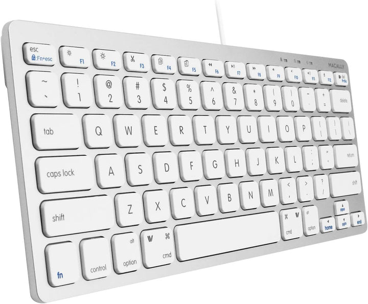 Macally SLIMKEYCA, kompakte USB -A-Tastatur für Mac, US QWERTY Tasten-Layout Silber, Silber