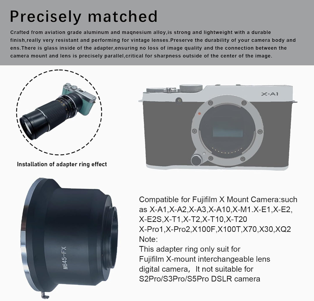 M645-FX Objektiv Adapter Adapterring,für Mamiya 645 M645 Objektiv Kompatibel für Fujifilm X (X-Mount