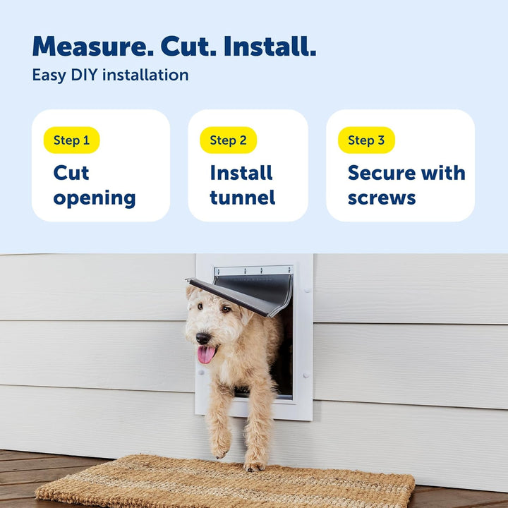 PetSafe Wandeinstieg Haustiertür mit Teleskop-Tunnel, für Haustiere bis 7 kg, Weiss - Klein Weiss S,