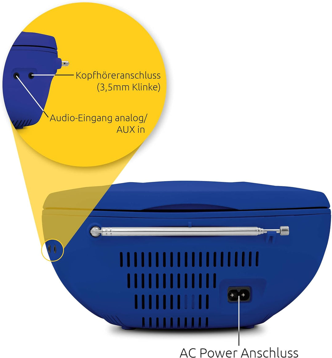 TechniSat Viola CD-1 - tragbarer Stereo CD-Player, Boombox mit praktischem Tragegriff (CD-Radio für