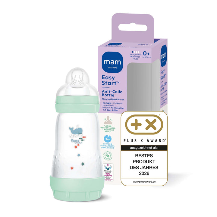 MAM Easy Start Anti-Colic Babyflasche | 0+ Monate | Testsieger | Milchflasche für Neugeborene | 94%