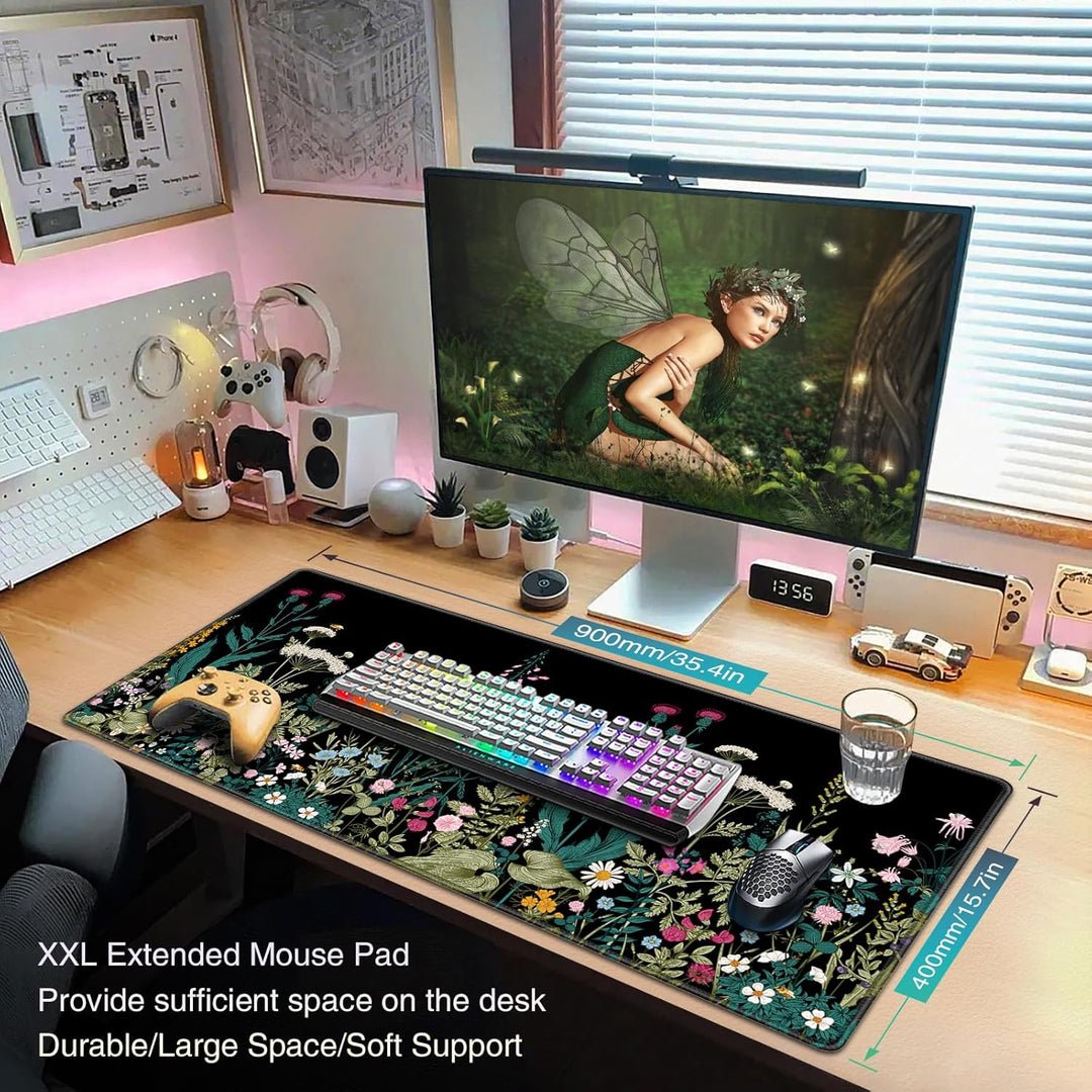 Mousepad XXL,900x400(35.4×15.7in) Gaming Mauspad mit genähten Kanten, rutschfeste Gummimatte,wasserd
