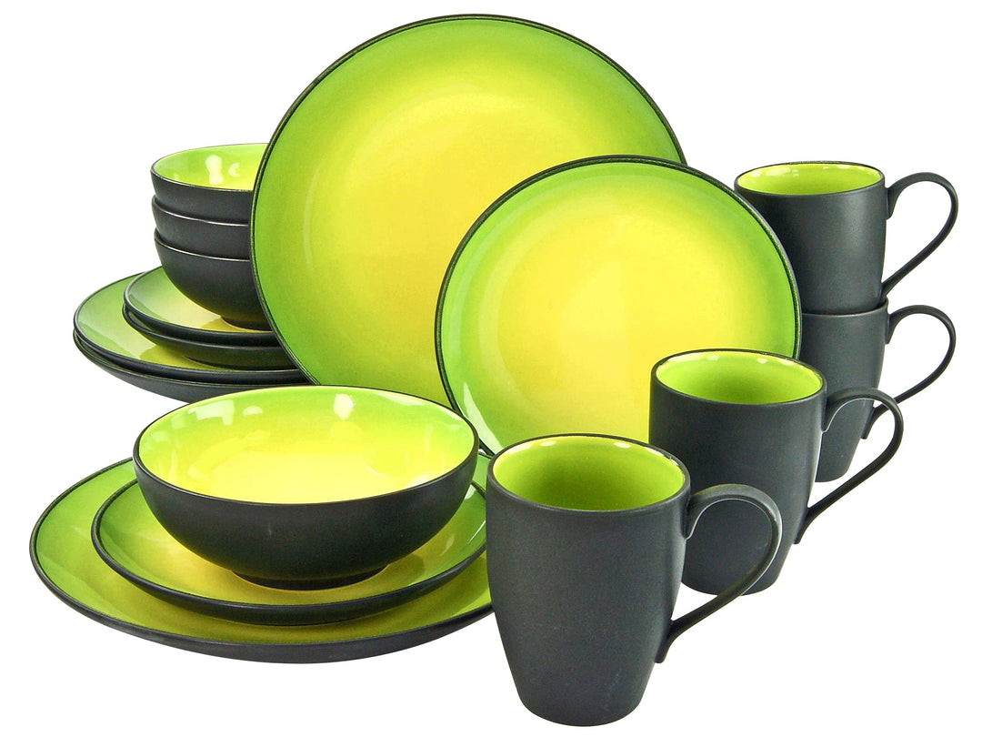 CreaTable, 20220, Serie HOT GREEN, Geschirrset Kombiservice 16 teilig, 34 x 31.5 x 33 cm Kombiservic