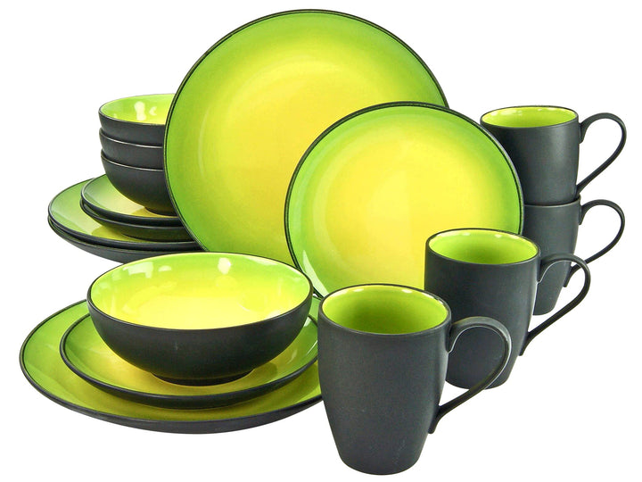 CreaTable, 20220, Serie HOT GREEN, Geschirrset Kombiservice 16 teilig, 34 x 31.5 x 33 cm Kombiservic