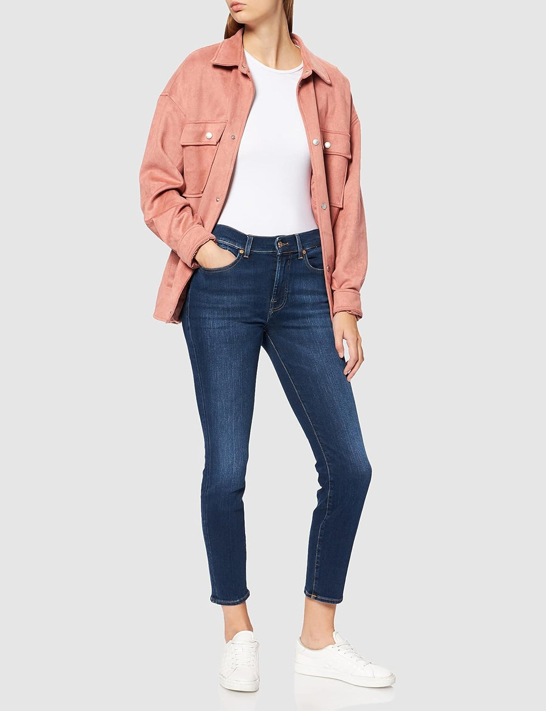 7 For All Mankind Damen Relaxed Skinny Slim Illusion Eco Empower Jeans 25 Dark Blue, 25 Dark Blue