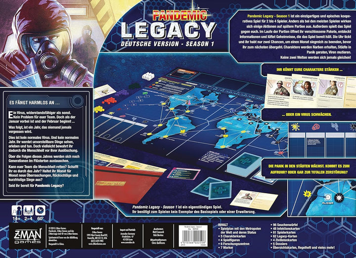 Asmodee | ZMan | Pandemic: Legacy – Season 1 (blau) | Nominiert zum Kennerspiel des Jahres 2016 | Br
