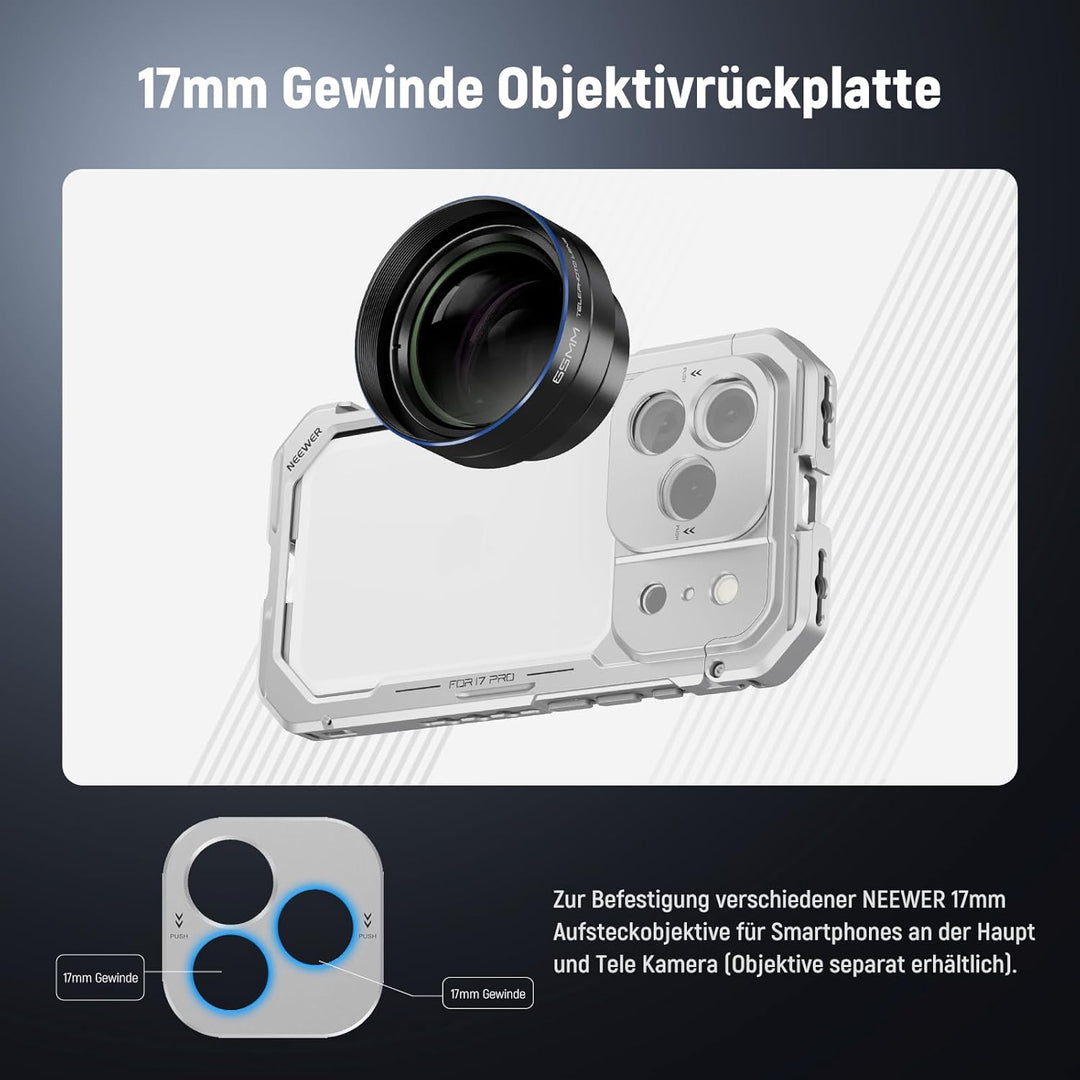 NEEWER Phone Käfig Cage Kompatibel mit iPhone 17 Pro, Schnellwechsel Video Rig Handy Stabilisator Zu