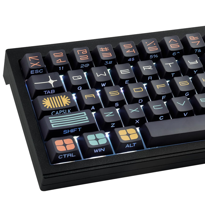 PBT Keycaps, 131 Keys Custom Black Expo Keycaps, Shine Through Side Engraved Transparent Keycaps Che