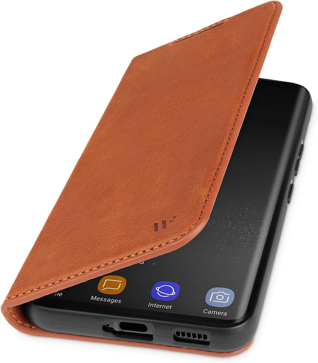 WIIUKA Hülle für Samsung Galaxy S22 Plus, Premium Leder, mit Kartenfach, extra Dünn, Handyhülle mit