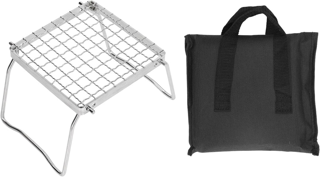 Campinggrills, Klappbarer Grillrost, 16 x 16 cm Lagerfeuergrill, tragbarer Lagerfeuergrill, silberfa