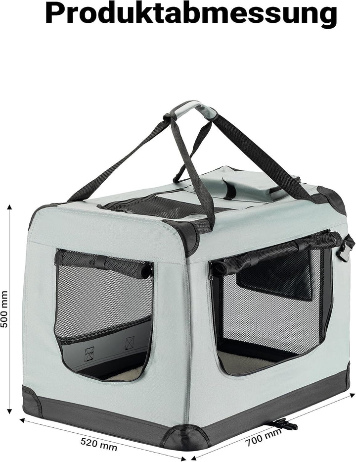 Fudajo Faltbare Transportbox für Haustiere, Grösse L (70x52x50 cm), mit Tragegriff und Liegedecke L