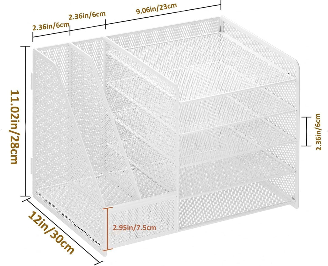 Marbrasse Schreibtisch Organizer mit Aktenhalter,5 Ebenen Papier Briefablage,Schreibtisch Netz Ablag